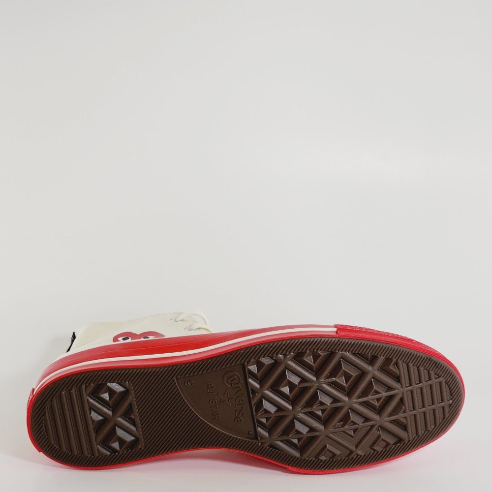 Converse x Comme des Garçons PLAY Chuck 70 Hi Pristine/Red/Egret Sneaker A01794C - Picture 4 of 6